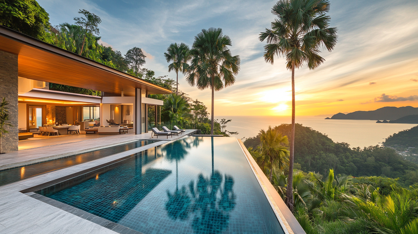 Luxury villa with infinity pool overlooking the sea in Phuket
